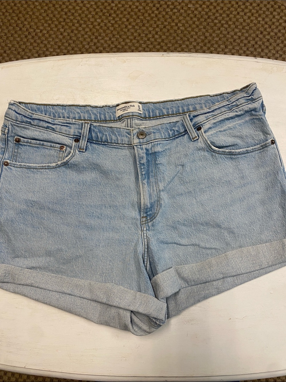 Abercrombie & Fitch Light Blue Rolled Hem Denim Shorts